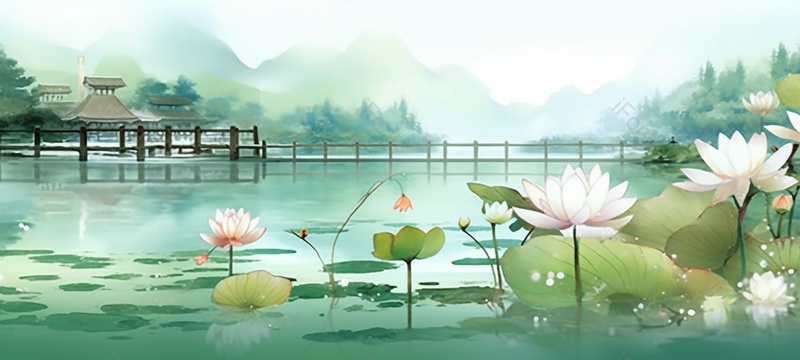 庭院湖面荷花植物,插画/手绘图,插画/手绘图库,插画/手绘图下载,插画/手绘